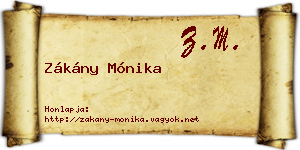 Zákány Mónika névjegykártya
